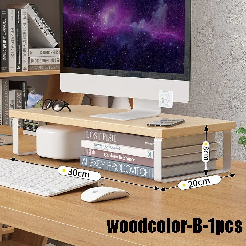 Desktop Monitor Riser Stand with Storage - Elevated Computer Screen Organizer