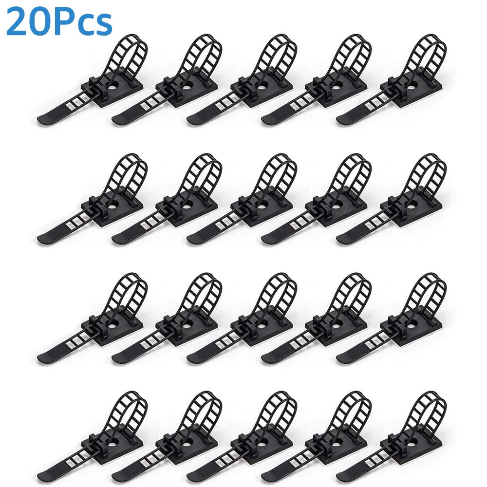 Adhesive Cable Organizer Clips - Wire Management for Desk, Wall & Home Office
