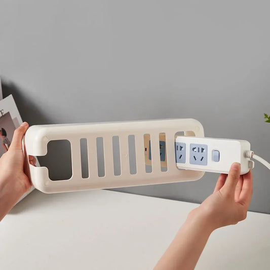 Bamboo Cable Management Box - Hide Wires & Power Strips for Desk Organization