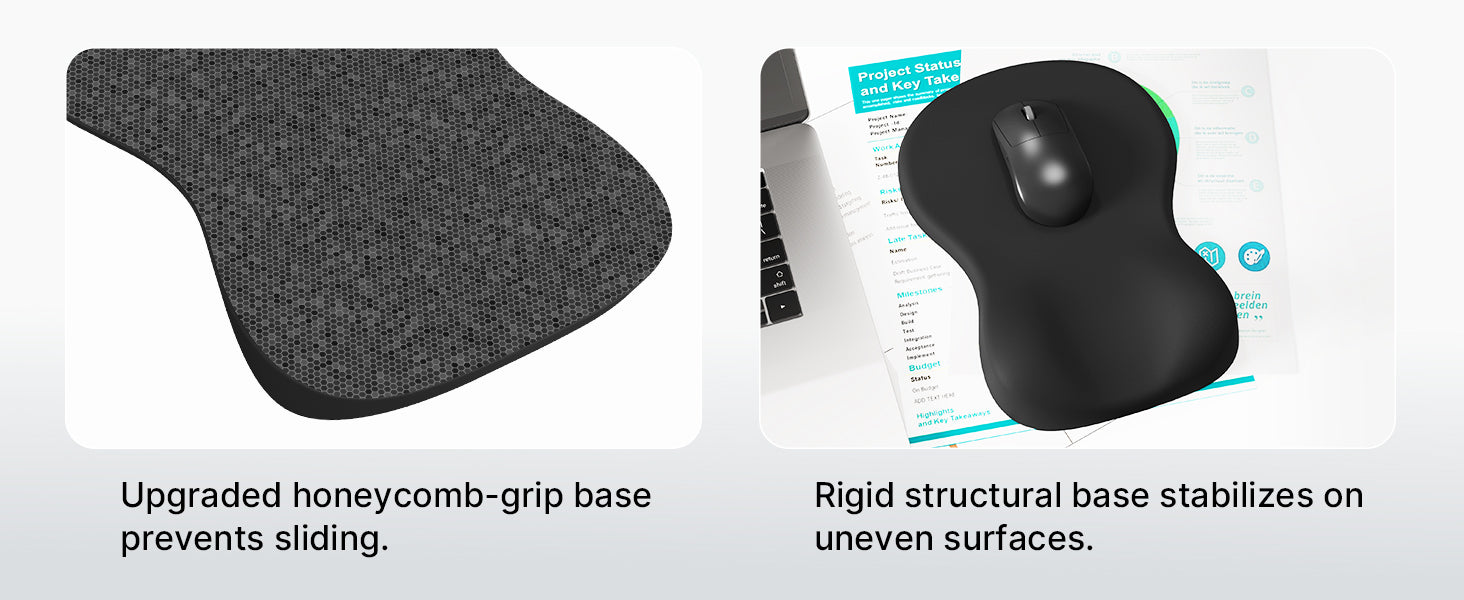 Black Ergonomic Mouse Pad with Memory Foam Wrist Rest - Office & Home