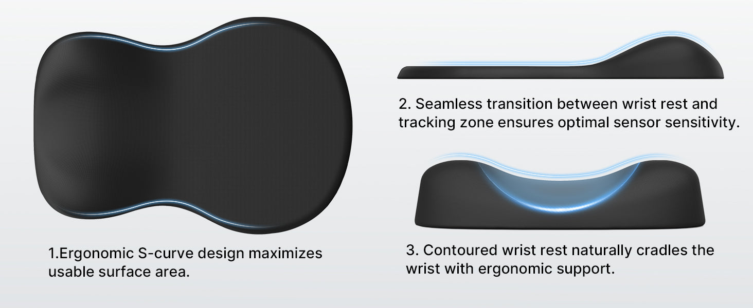 Black Ergonomic Mouse Pad with Memory Foam Wrist Rest - Office & Home
