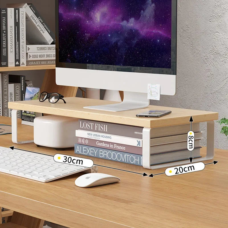 Desktop Monitor Riser Stand with Storage - Elevated Computer Screen Organizer