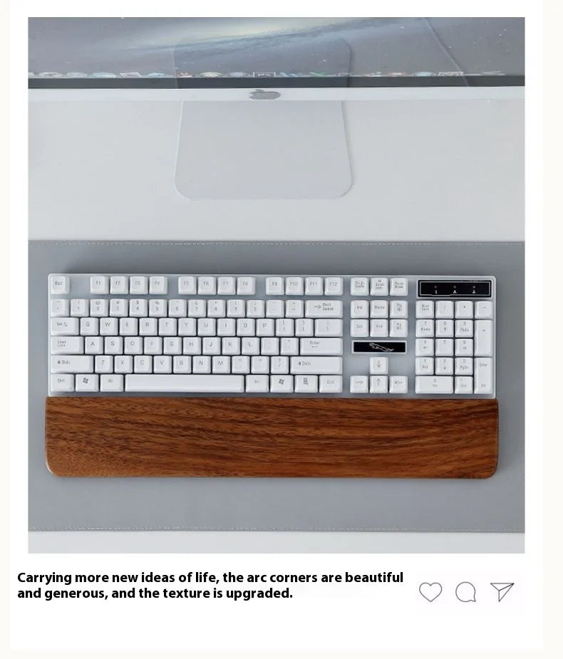 Walnut Wood Keyboard Wrist Rest - Ergonomic Palm Pad for Mechanical Keyboards