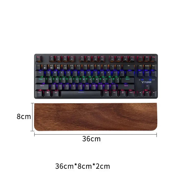 Walnut Wood Keyboard Wrist Rest - Ergonomic Palm Pad for Mechanical Keyboards