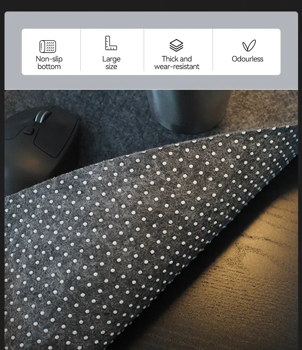 Large Wool Felt Desk Mat - Non-Slip Mouse Pad & Desk Protector for Office