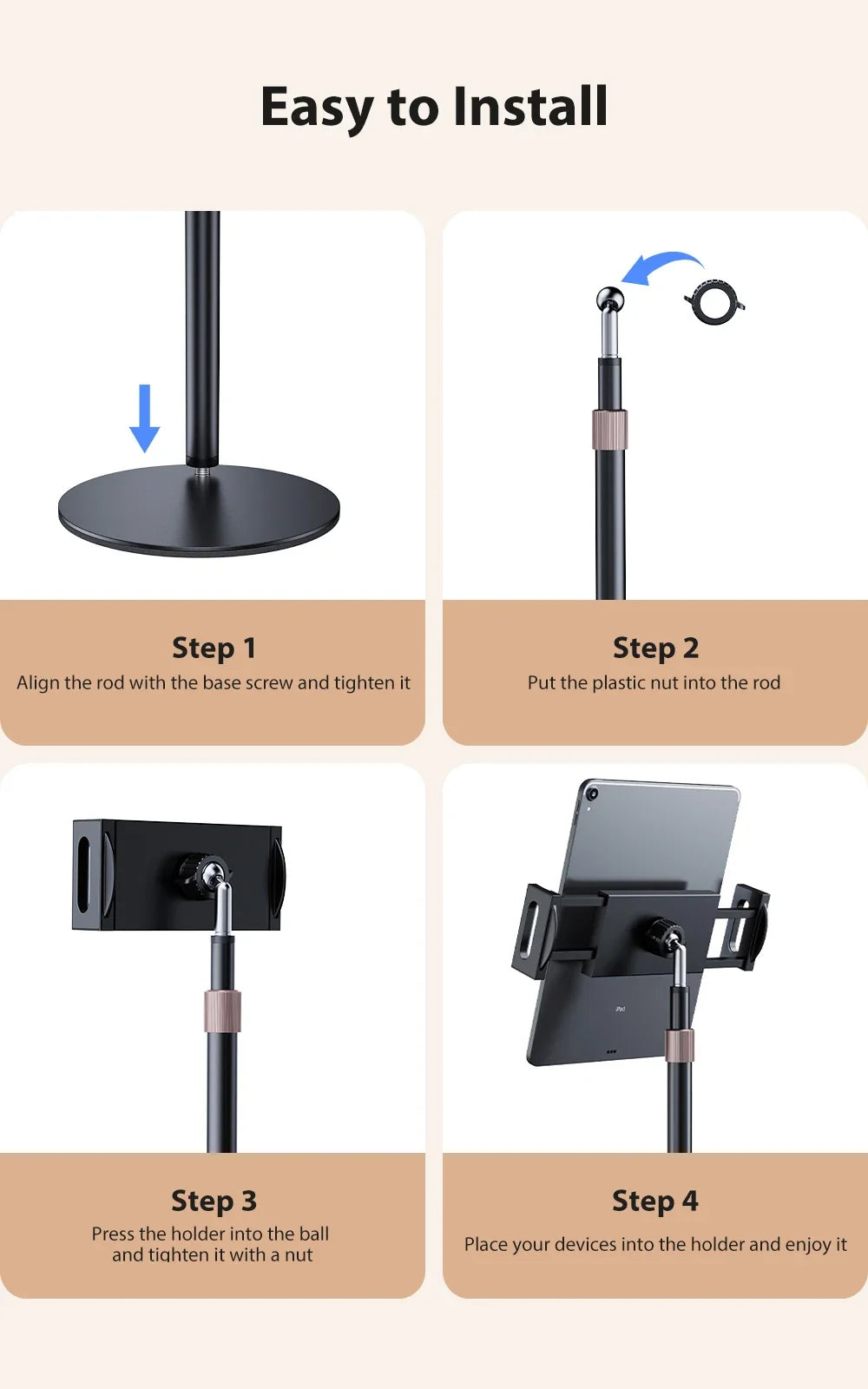 Adjustable Portable Monitor Stand - Desktop Bracket for 4.7-17.3" Devices