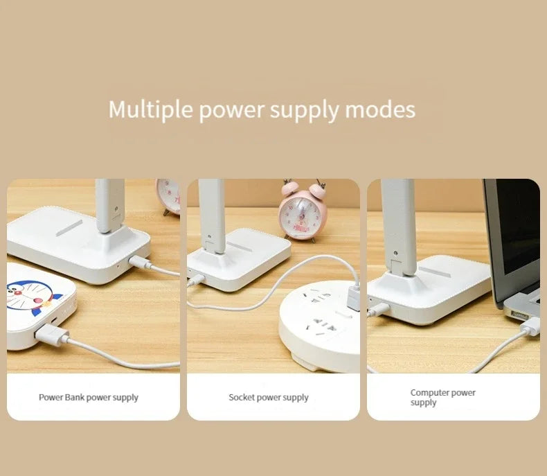 LED Desk Lamp - Foldable Touch Dimmable Reading Light with USB Charging