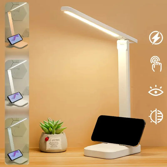 LED Desk Lamp - Foldable Touch Dimmable Reading Light with USB Charging