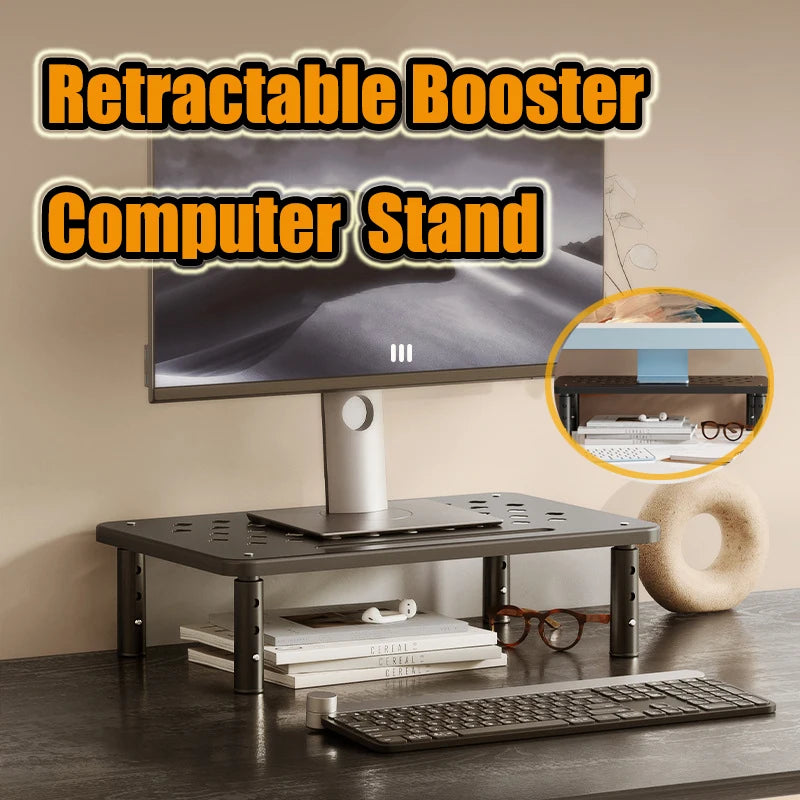 Adjustable Monitor Stand - Telescopic Desk Riser to Reduce Neck Strain