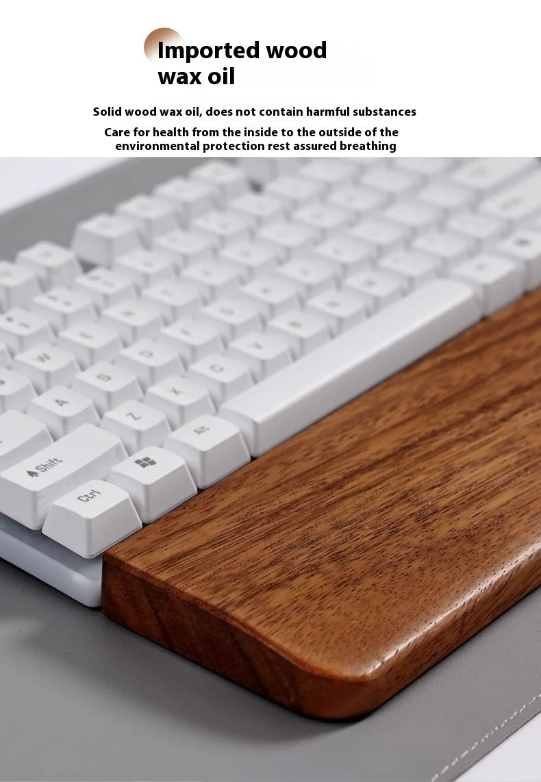 Walnut Wood Keyboard Wrist Rest - Ergonomic Palm Pad for Mechanical Keyboards