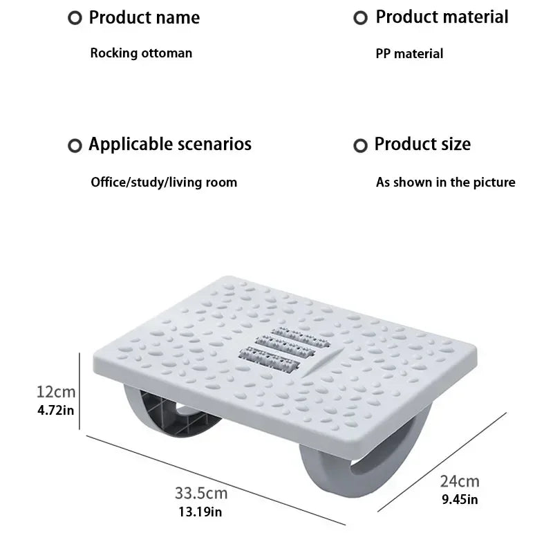 Ergonomic Under-Desk Foot Rest with Massage Rollers - Portable Foot Stool for Office