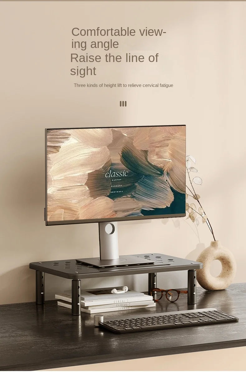 Adjustable Monitor Stand - Telescopic Desk Riser to Reduce Neck Strain
