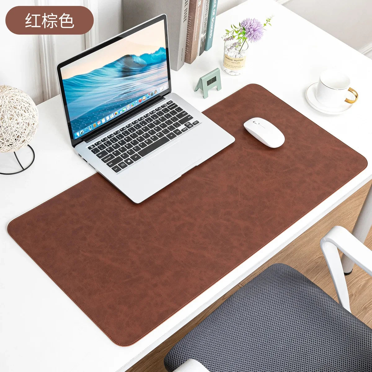 Large Waterproof Desk Pad - PU Leather Desk Mat for Laptop & Keyboard