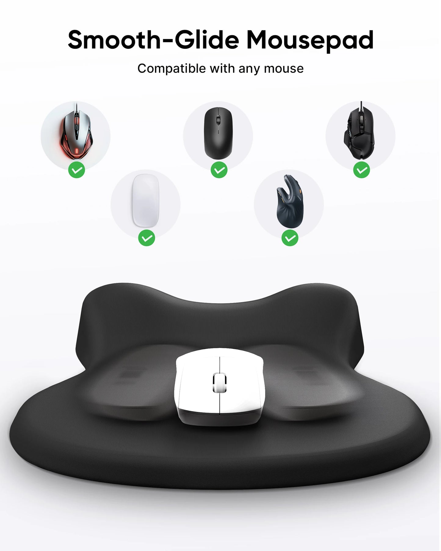 Black Ergonomic Mouse Pad with Memory Foam Wrist Rest - Office & Home