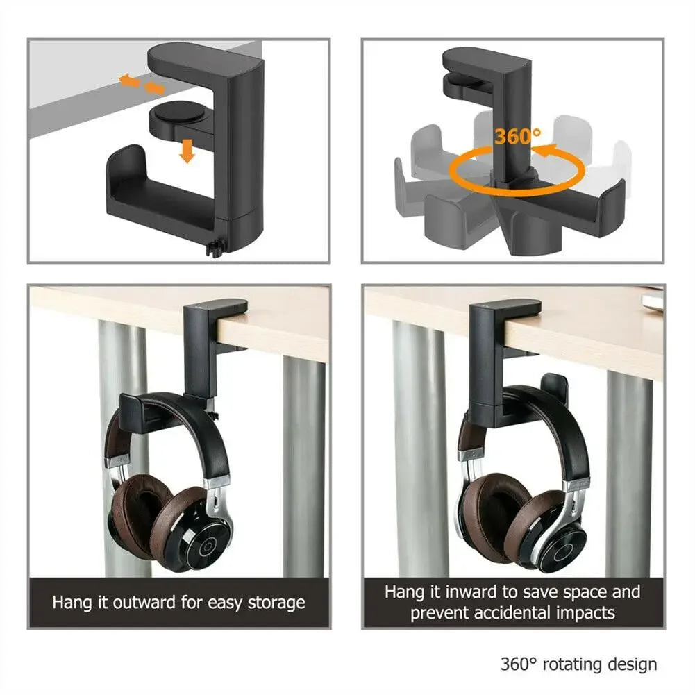 Gaming Headphone Stand with 360������ Rotating Arm - Desk Mount Headset Holder