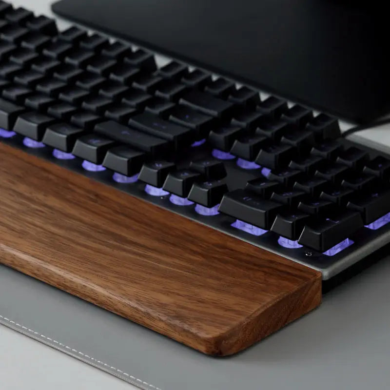Walnut Wood Keyboard Wrist Rest - Ergonomic Palm Pad for Mechanical Keyboards