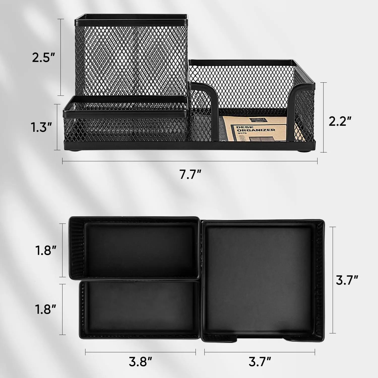 Mesh Desk Organizer - 3-Compartment Office Supplies Caddy with Pen Holder