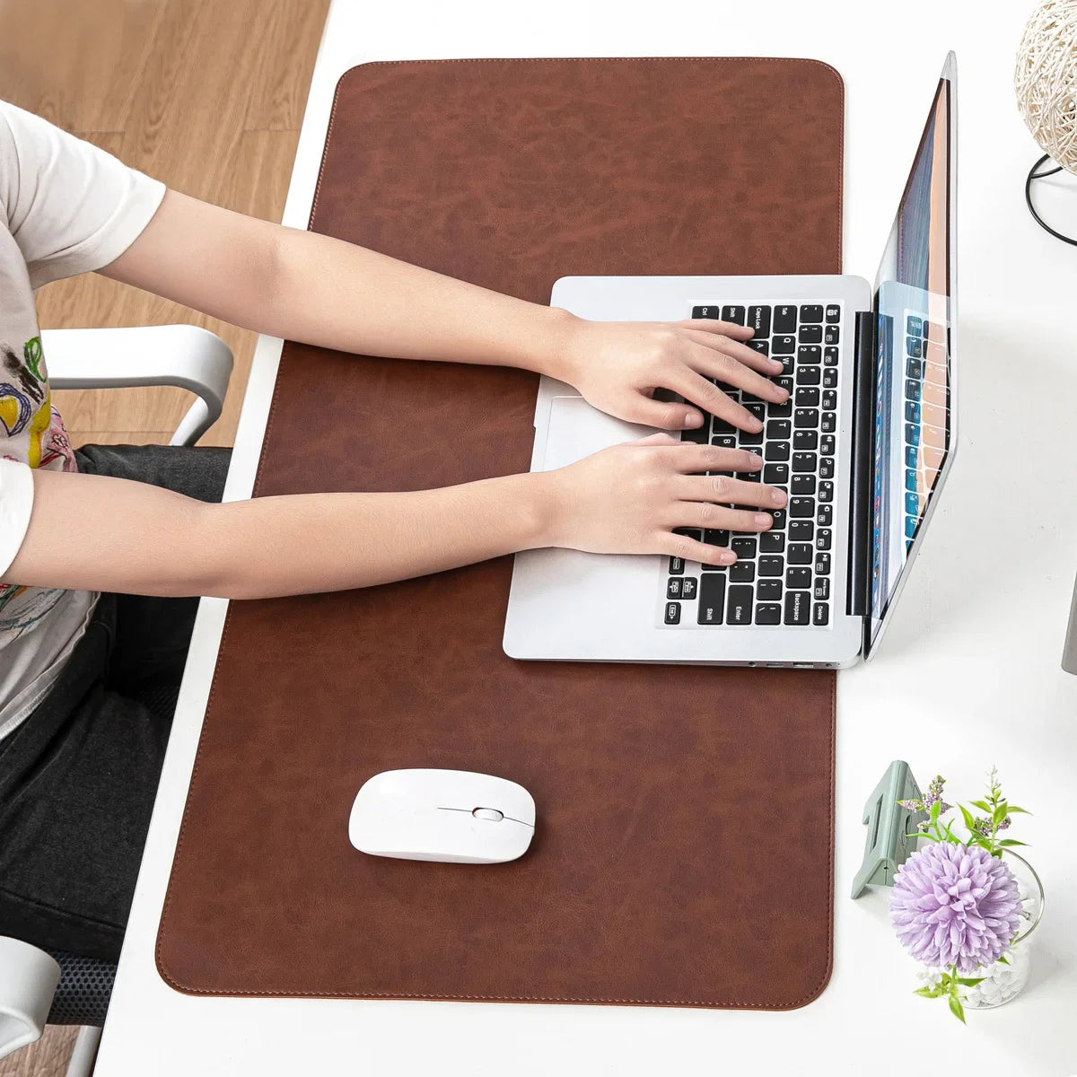 Large Waterproof Desk Pad - PU Leather Desk Mat for Laptop & Keyboard