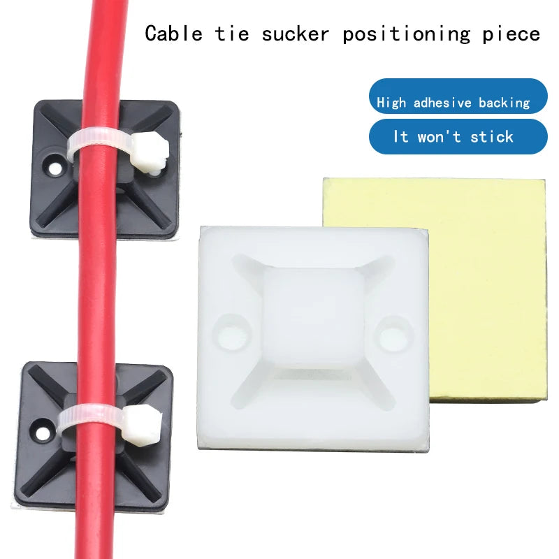 Self-Adhesive Cable Tie Mounts - 100PCS Wire Organizer Base Clips (2cm x 2cm)