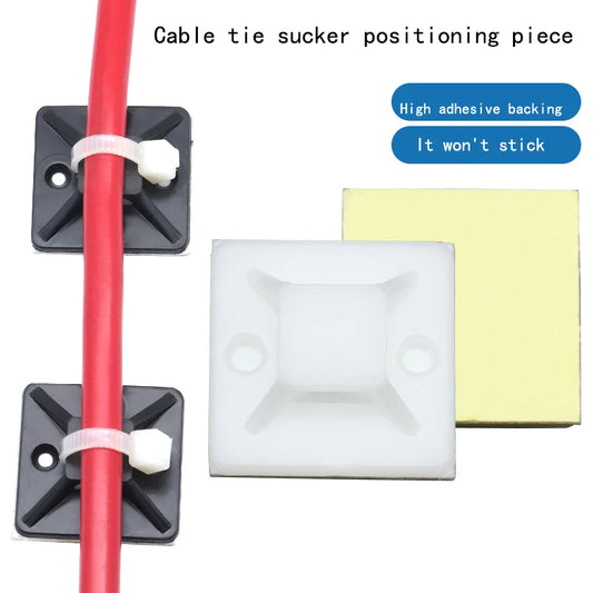 Self-Adhesive Cable Tie Mounts - 100PCS Wire Organizer Base Clips (2cm x 2cm)