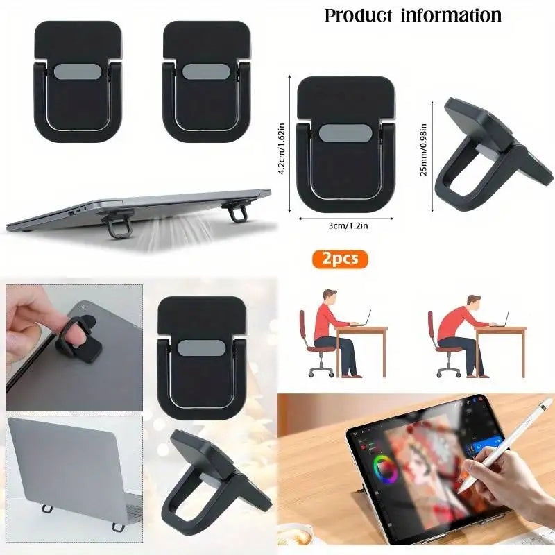 Mini Laptop Stand 2-Pack - Portable Foldable Desk Riser for Laptop & Keyboard