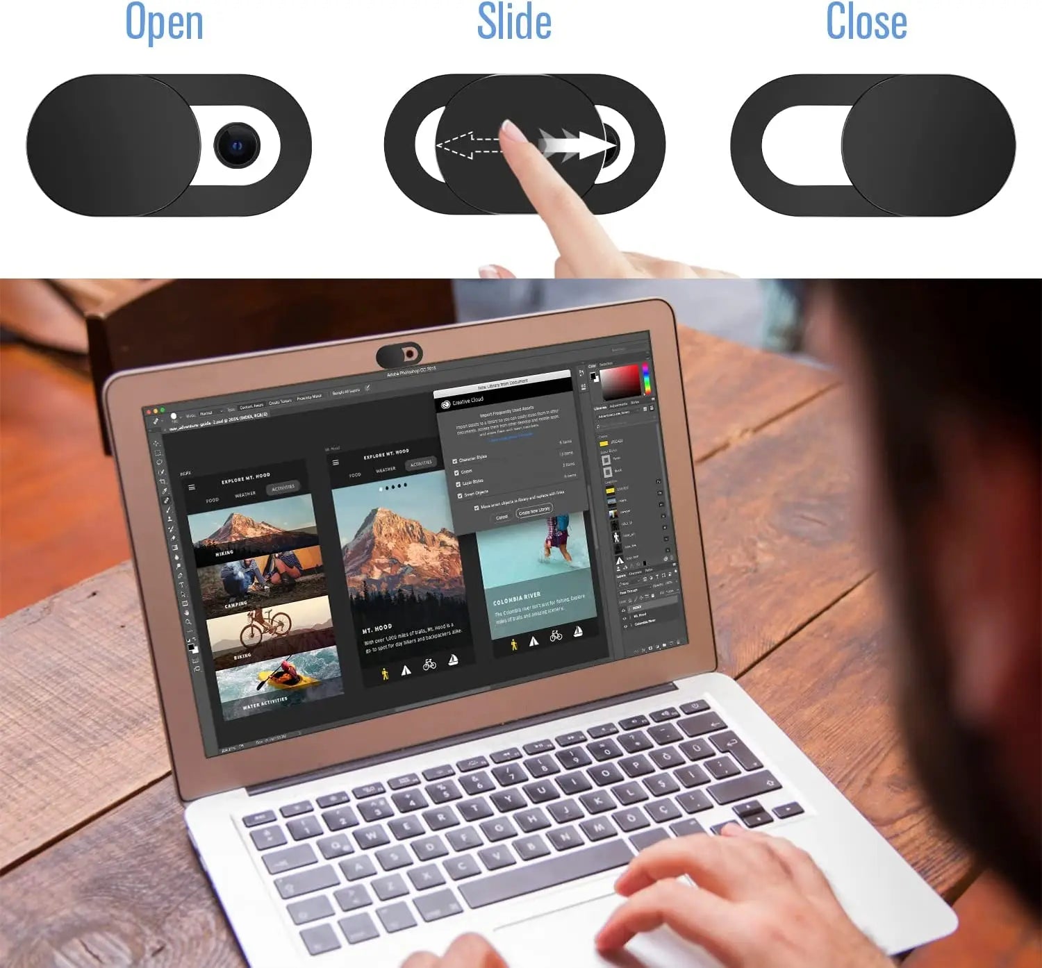 Webcam Privacy Slider - Plastic Camera Cover for iPad, Tablet & Laptop