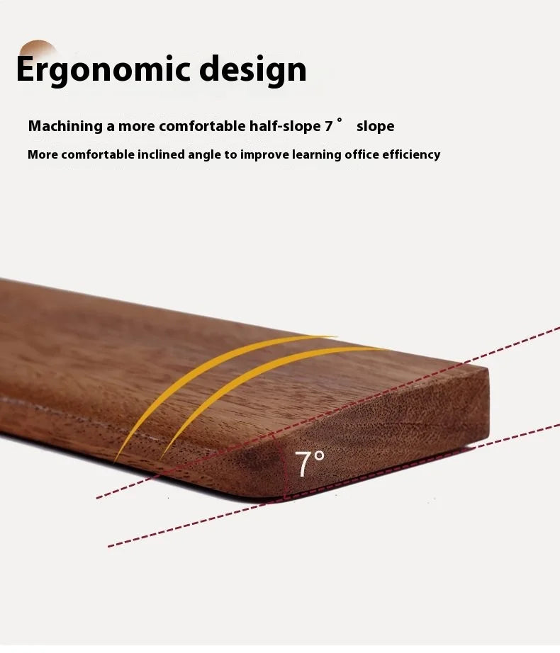 Walnut Wood Keyboard Wrist Rest - Ergonomic Palm Pad for Mechanical Keyboards