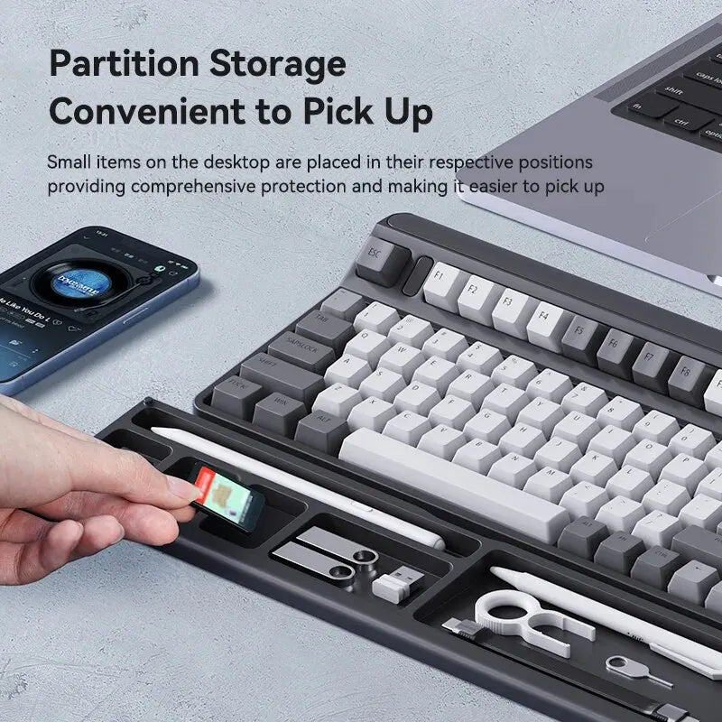 Keyboard Wrist Rest with Storage Box - Memory Foam Ergonomic Support for Office