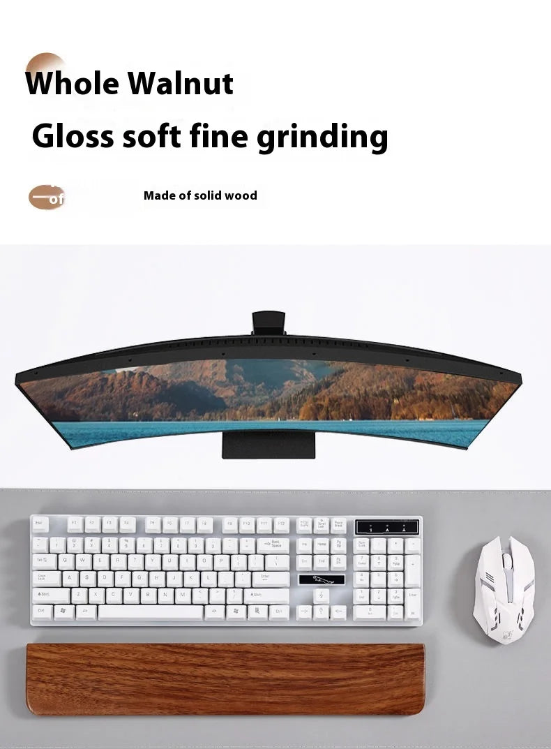 Walnut Wood Keyboard Wrist Rest - Ergonomic Palm Pad for Mechanical Keyboards