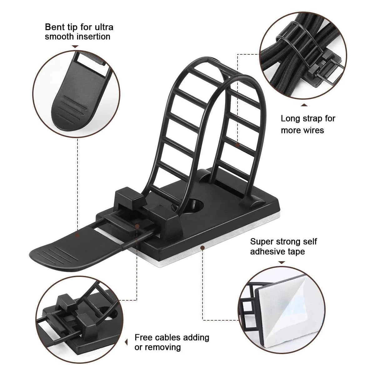 Adhesive Cable Organizer Clips - Wire Management for Desk, Wall & Home Office