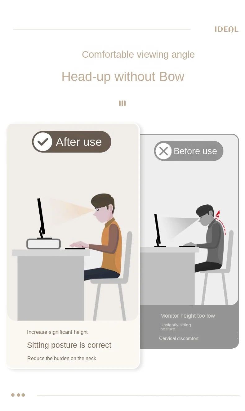 Adjustable Monitor Stand - Telescopic Desk Riser to Reduce Neck Strain