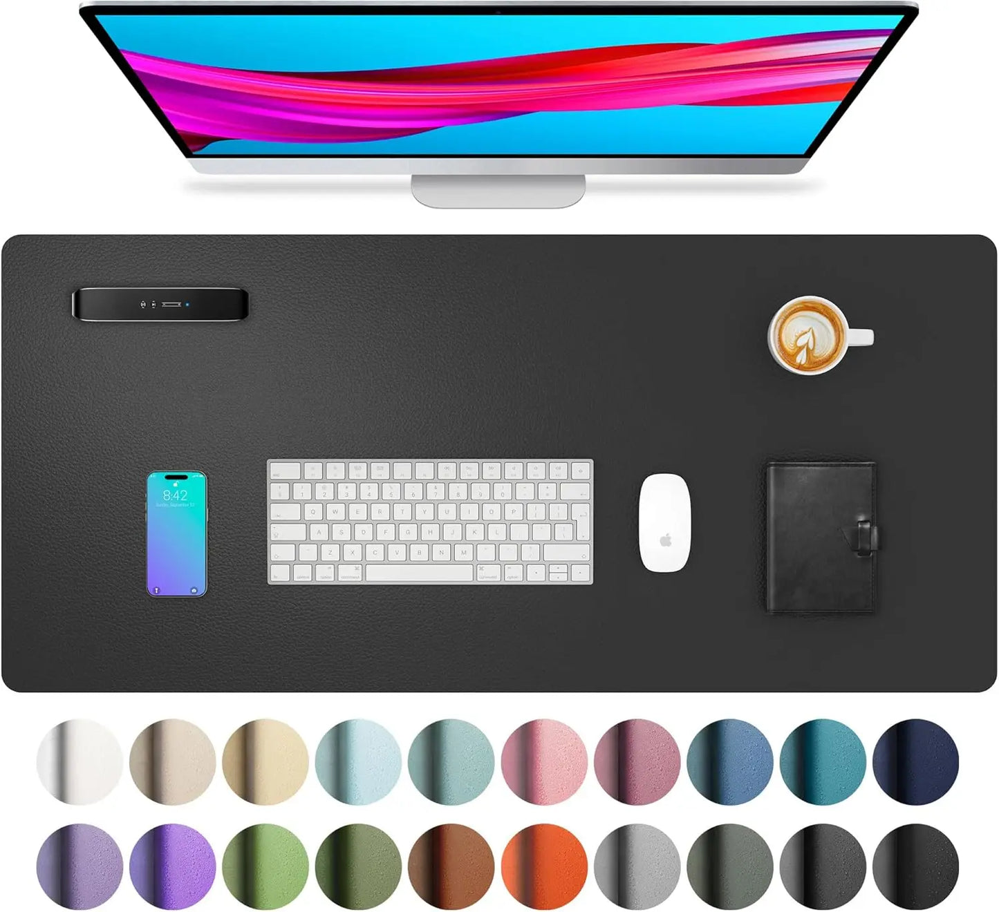 Large PU Leather Desk Mat - Waterproof Mouse Pad for Office & Gaming