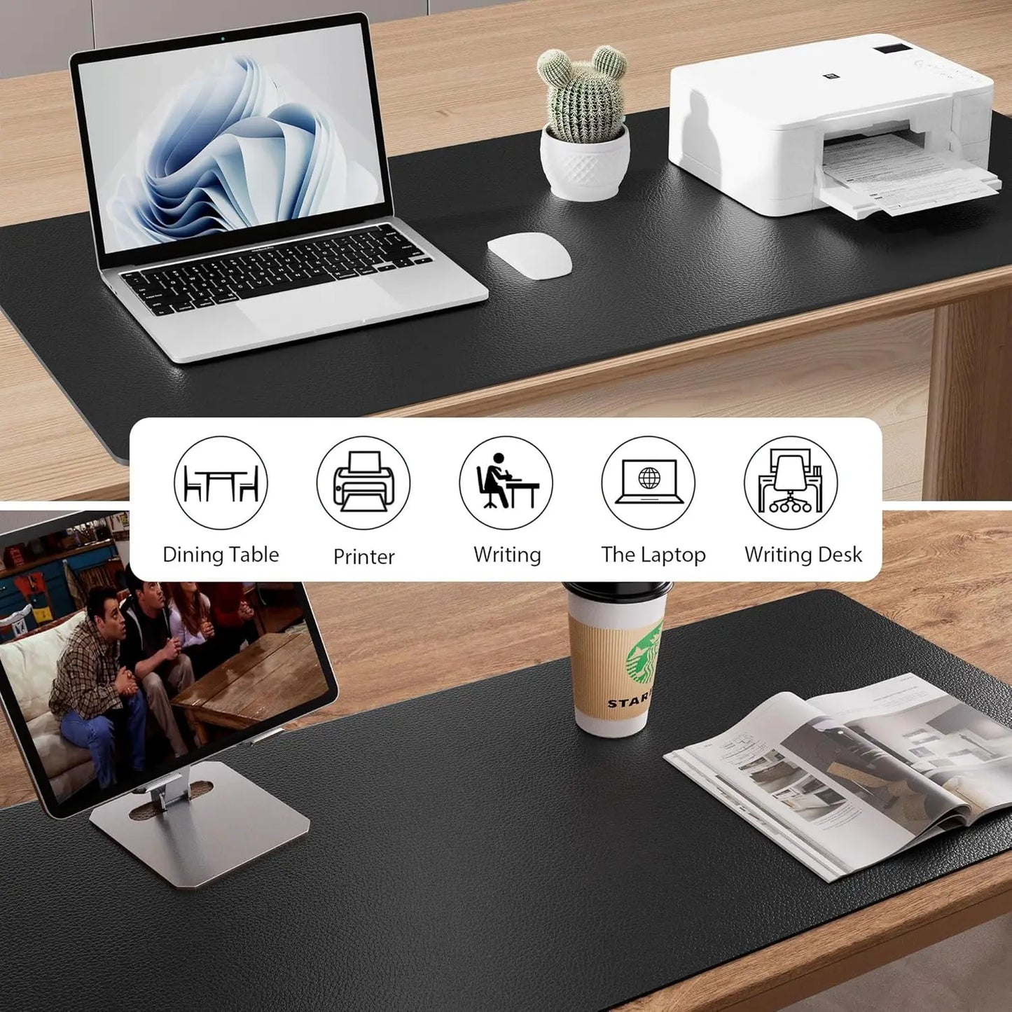 Large PU Leather Desk Mat - Waterproof Mouse Pad for Office & Gaming