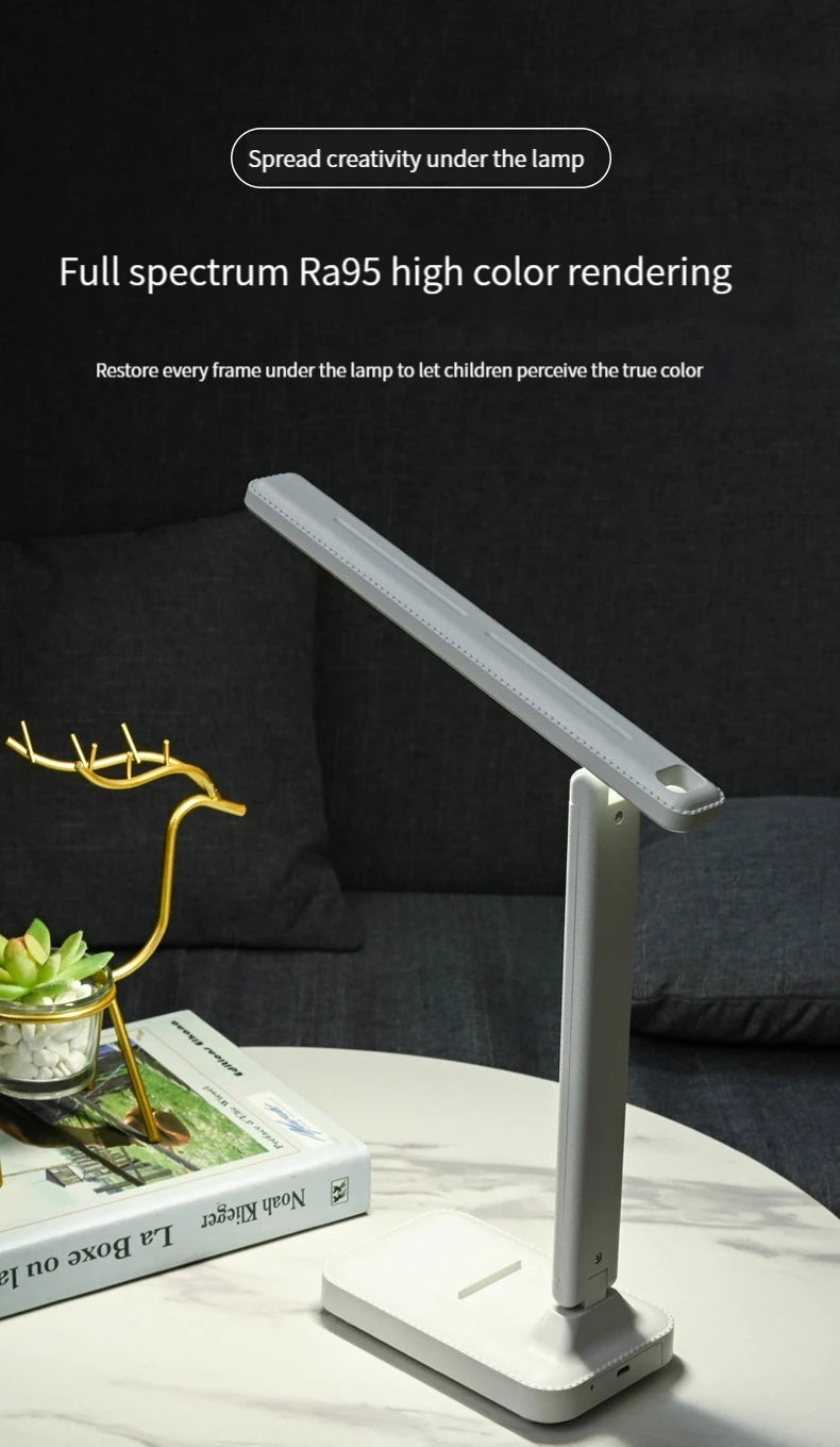 LED Desk Lamp - Foldable Touch Dimmable Reading Light with USB Charging