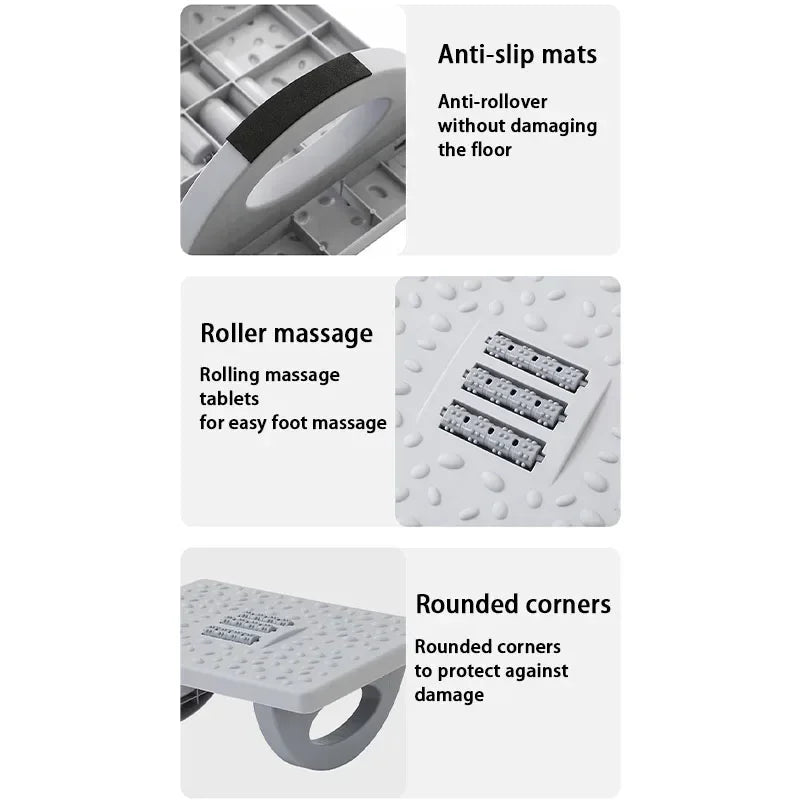 Ergonomic Under-Desk Foot Rest with Massage Rollers - Portable Foot Stool for Office