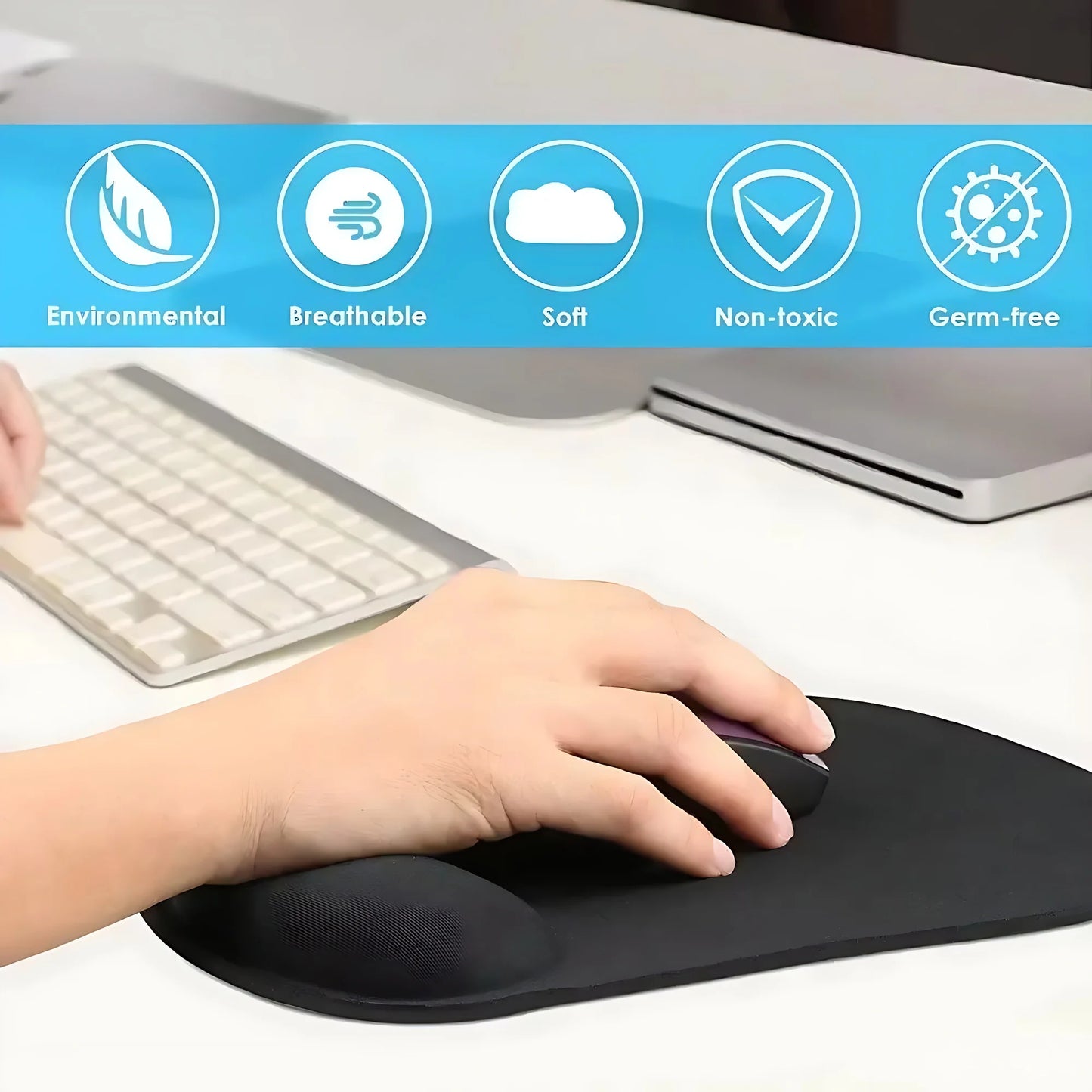 Ergonomic Mouse Pad with Wrist Rest - Memory Foam Support for Office & Gaming