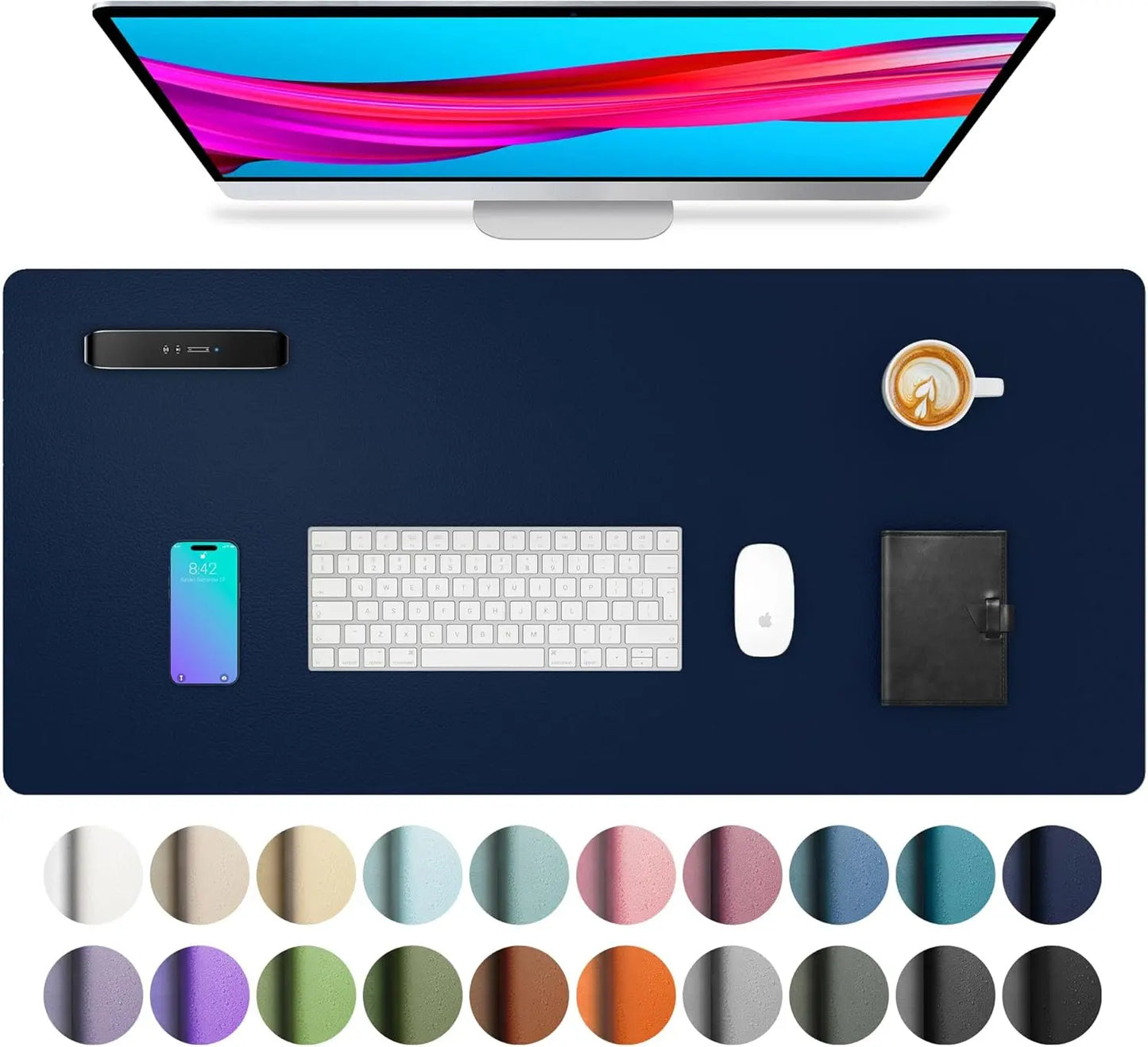 Large PU Leather Desk Mat - Waterproof Mouse Pad for Office & Gaming