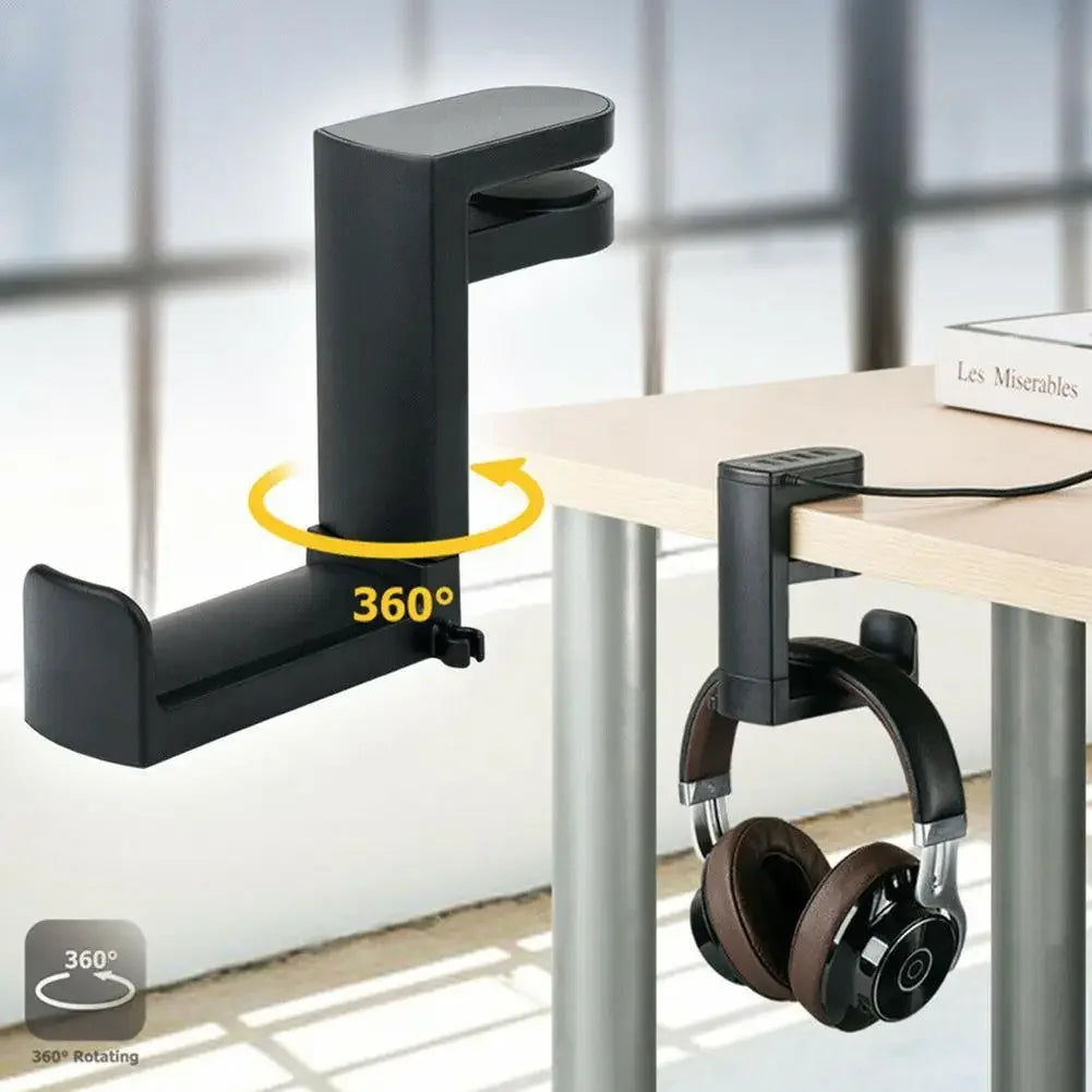 Gaming Headphone Stand with 360������ Rotating Arm - Desk Mount Headset Holder