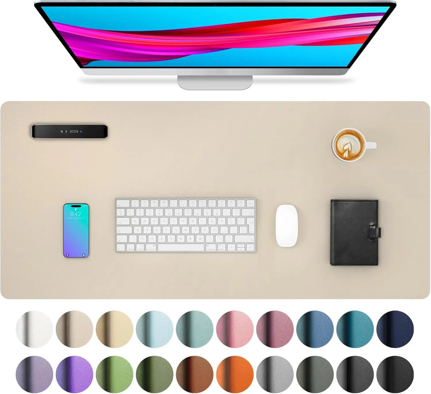 Large PU Leather Desk Mat - Waterproof Mouse Pad for Office & Gaming