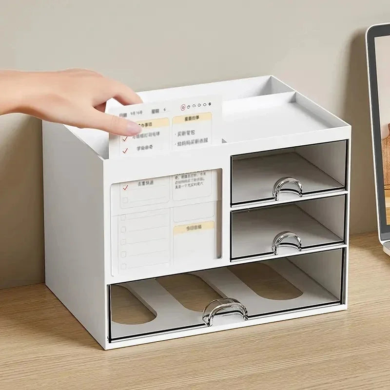 Desktop Drawer Organizer with Pen Holder - Multi-Compartment Office Storage