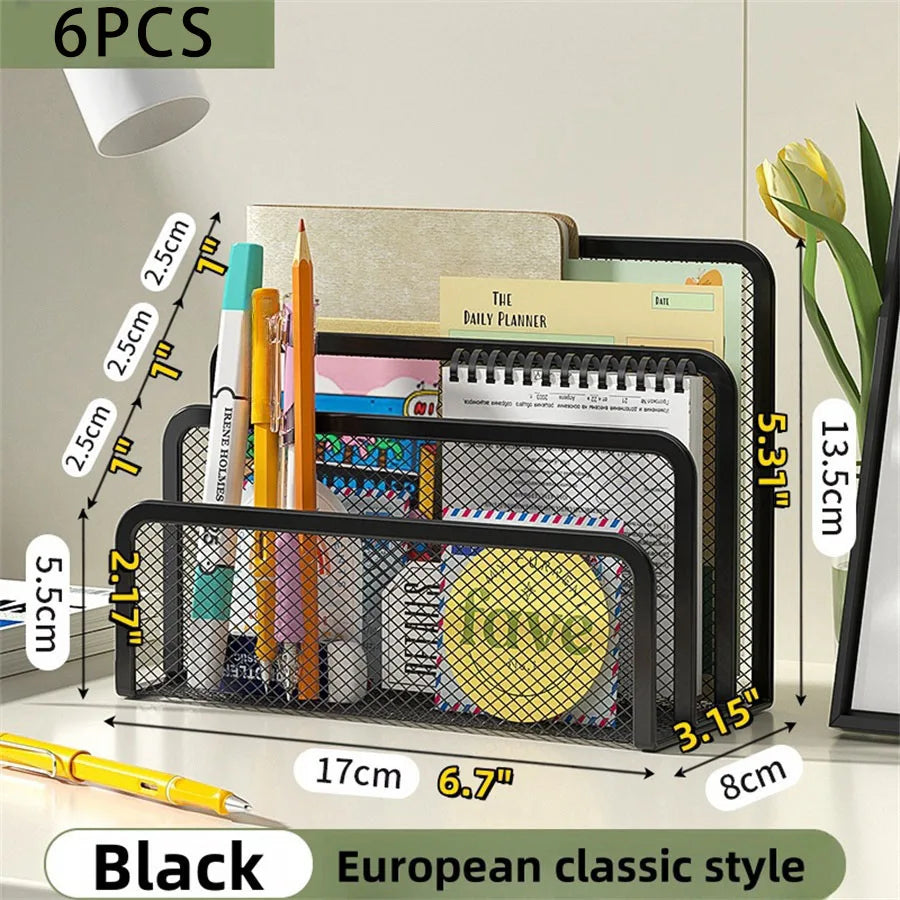 3-Tier Metal Mesh Document Organizer - Desktop File Holder & Magazine Rack