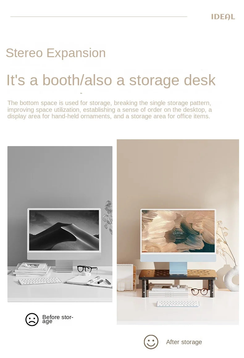 Adjustable Monitor Stand - Telescopic Desk Riser to Reduce Neck Strain