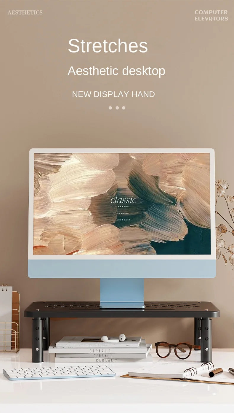 Adjustable Monitor Stand - Telescopic Desk Riser to Reduce Neck Strain