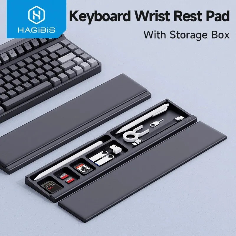 Keyboard Wrist Rest with Storage Box - Memory Foam Ergonomic Support for Office