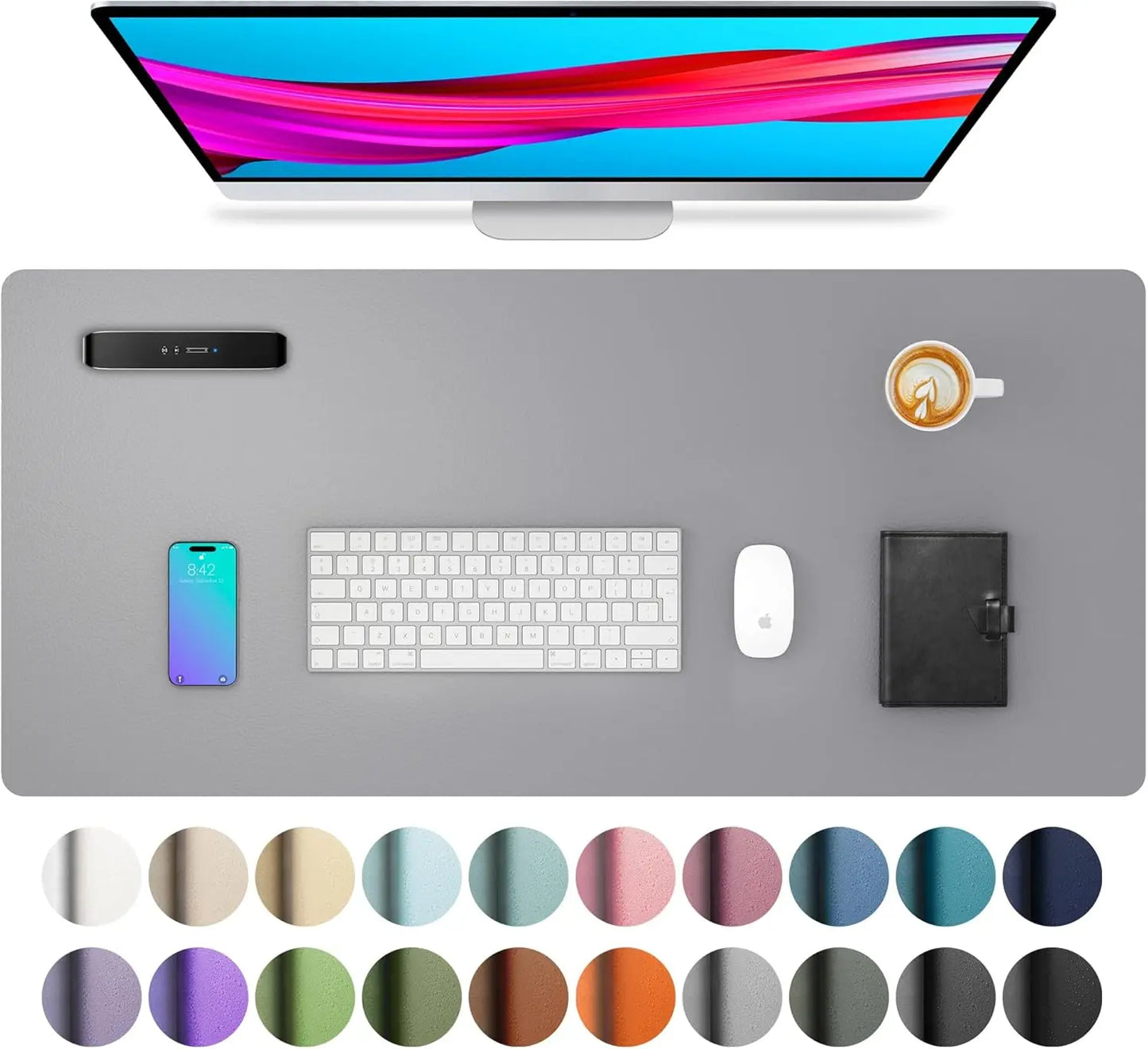 Large PU Leather Desk Mat - Waterproof Mouse Pad for Office & Gaming