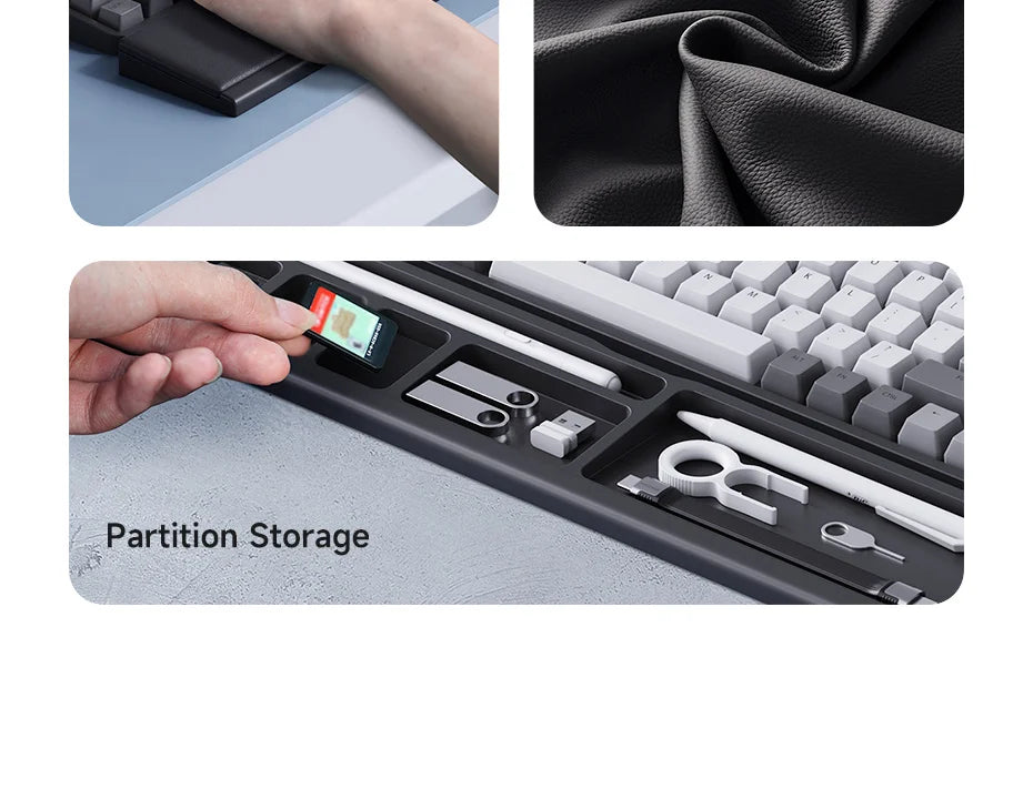 Keyboard Wrist Rest with Storage Box - Memory Foam Ergonomic Support for Office