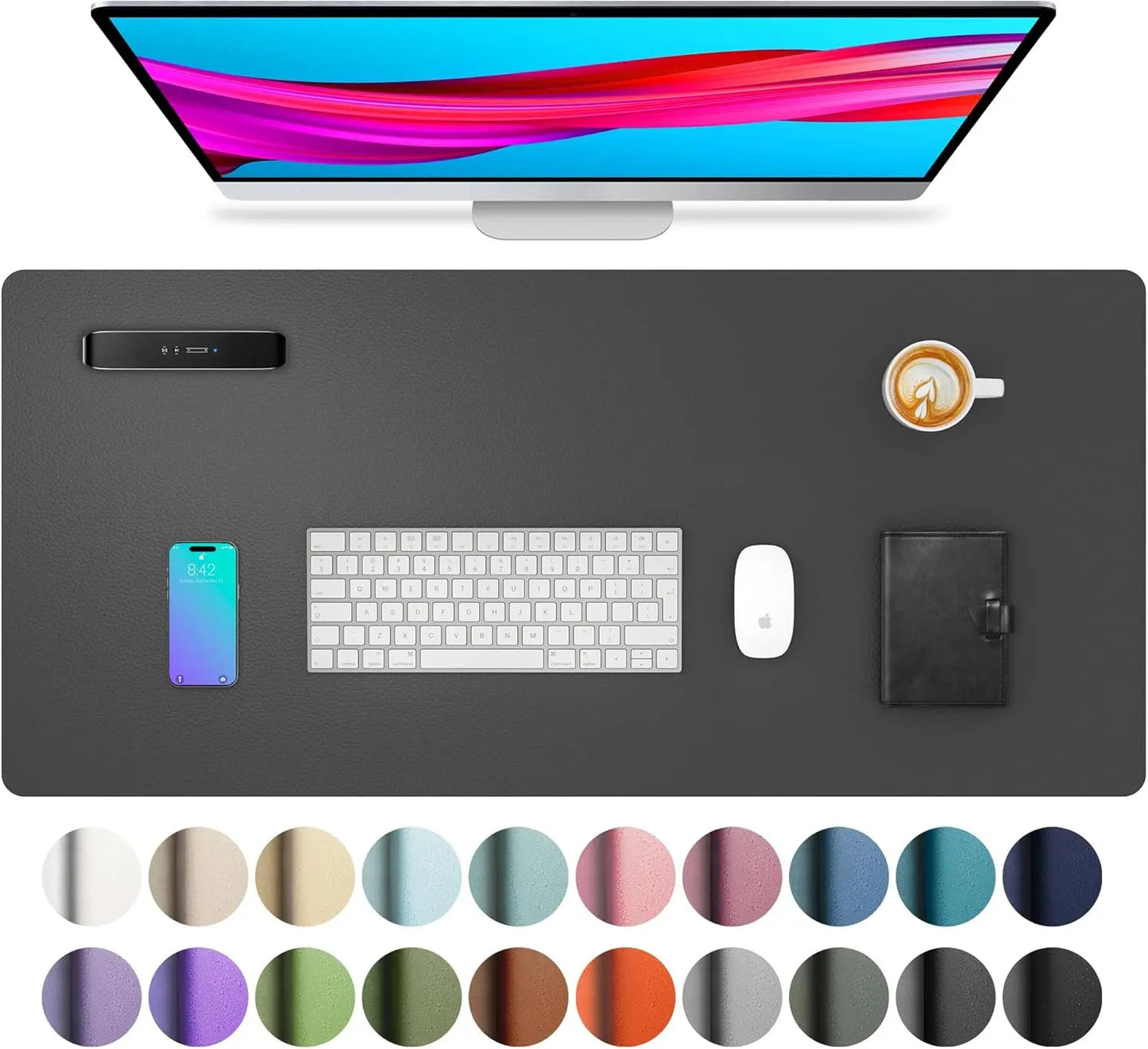 Large PU Leather Desk Mat - Waterproof Mouse Pad for Office & Gaming