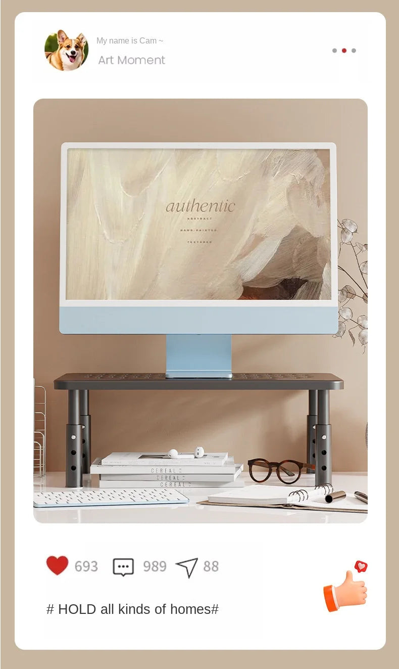 Adjustable Monitor Stand - Telescopic Desk Riser to Reduce Neck Strain