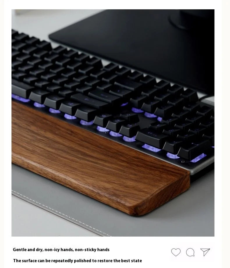 Walnut Wood Keyboard Wrist Rest - Ergonomic Palm Pad for Mechanical Keyboards