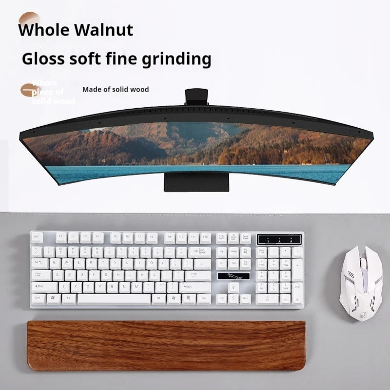 Walnut Wood Keyboard Wrist Rest - Ergonomic Palm Pad for Mechanical Keyboards